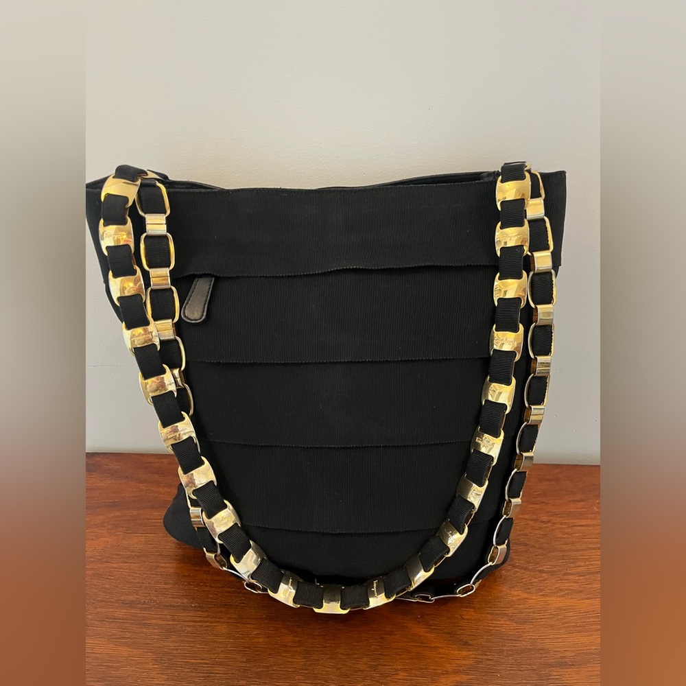 Salvatore Ferragamo Vintage Layered Canvas Shoulder Tote Bag